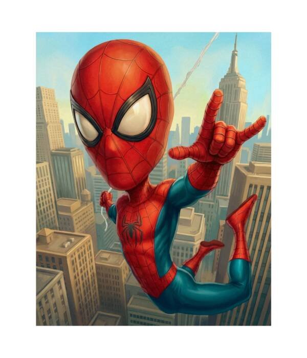 Web Slinger Over the City: Superhero Fantasy Poster