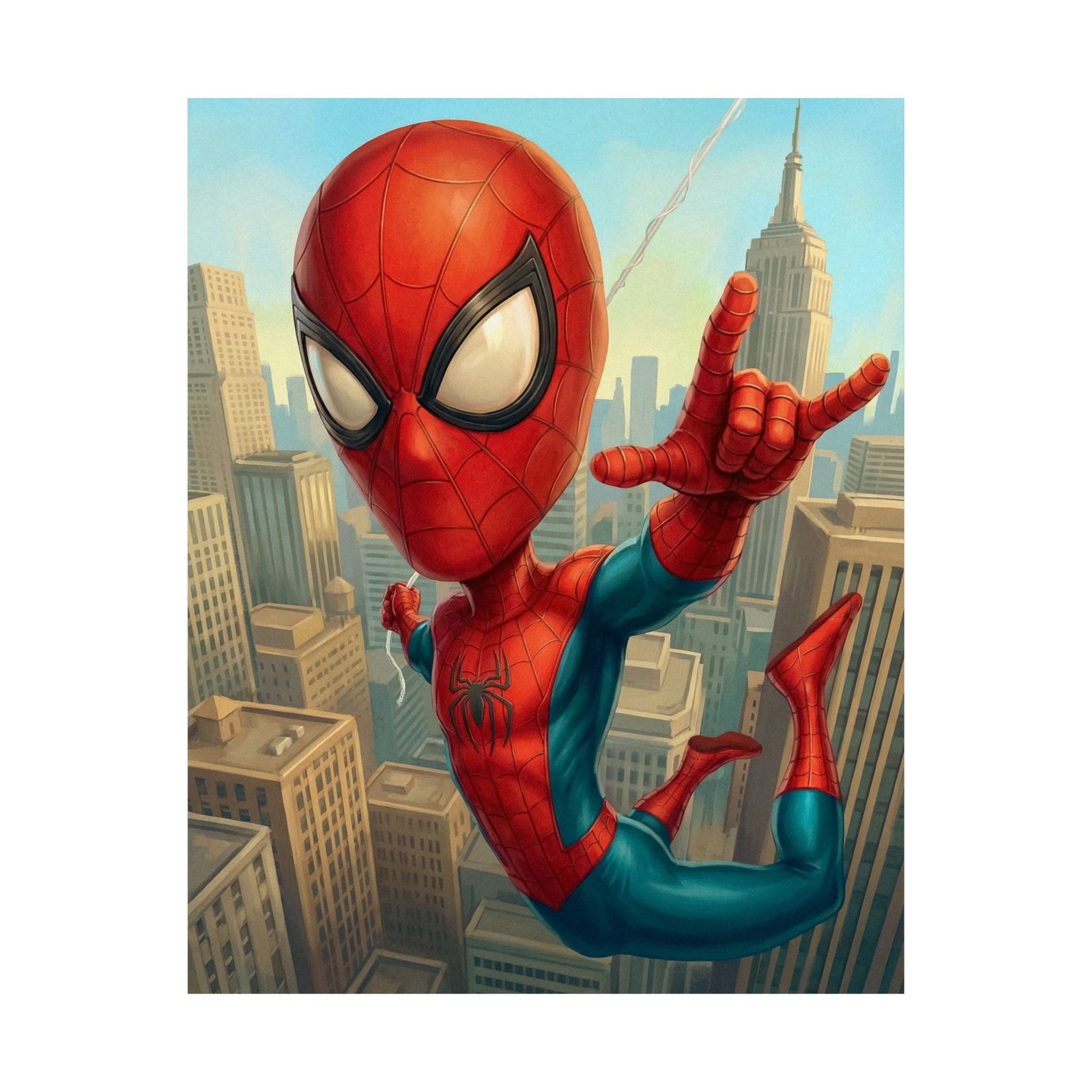 Web Slinger Over the City: Superhero Fantasy Poster