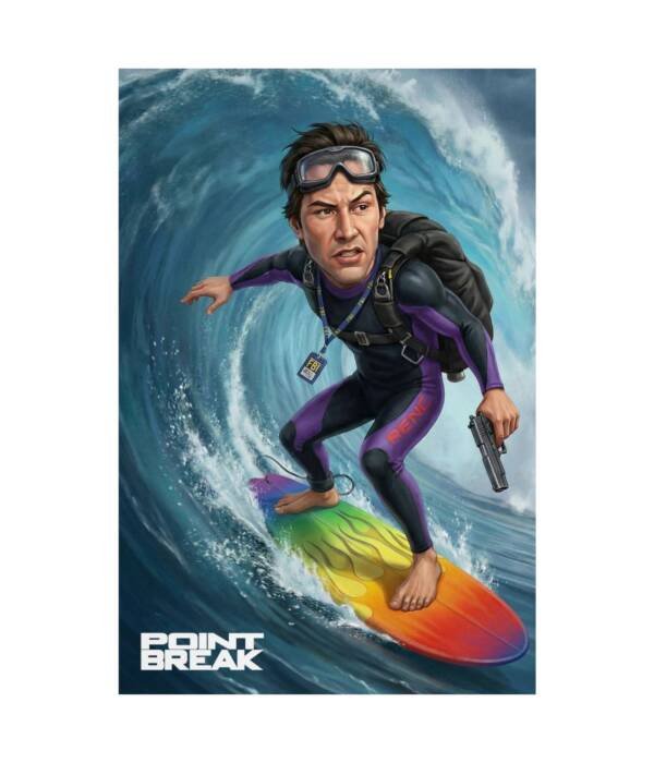 Undercover Agent Surfing the Break: Action Movie Poster