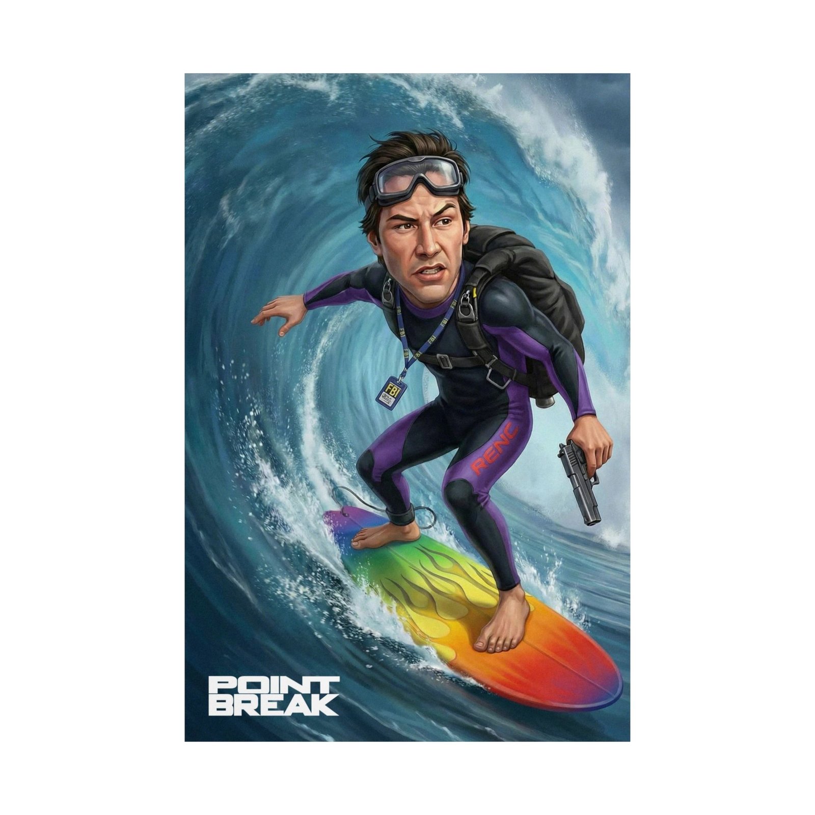 Undercover Agent Surfing the Break: Action Movie Poster